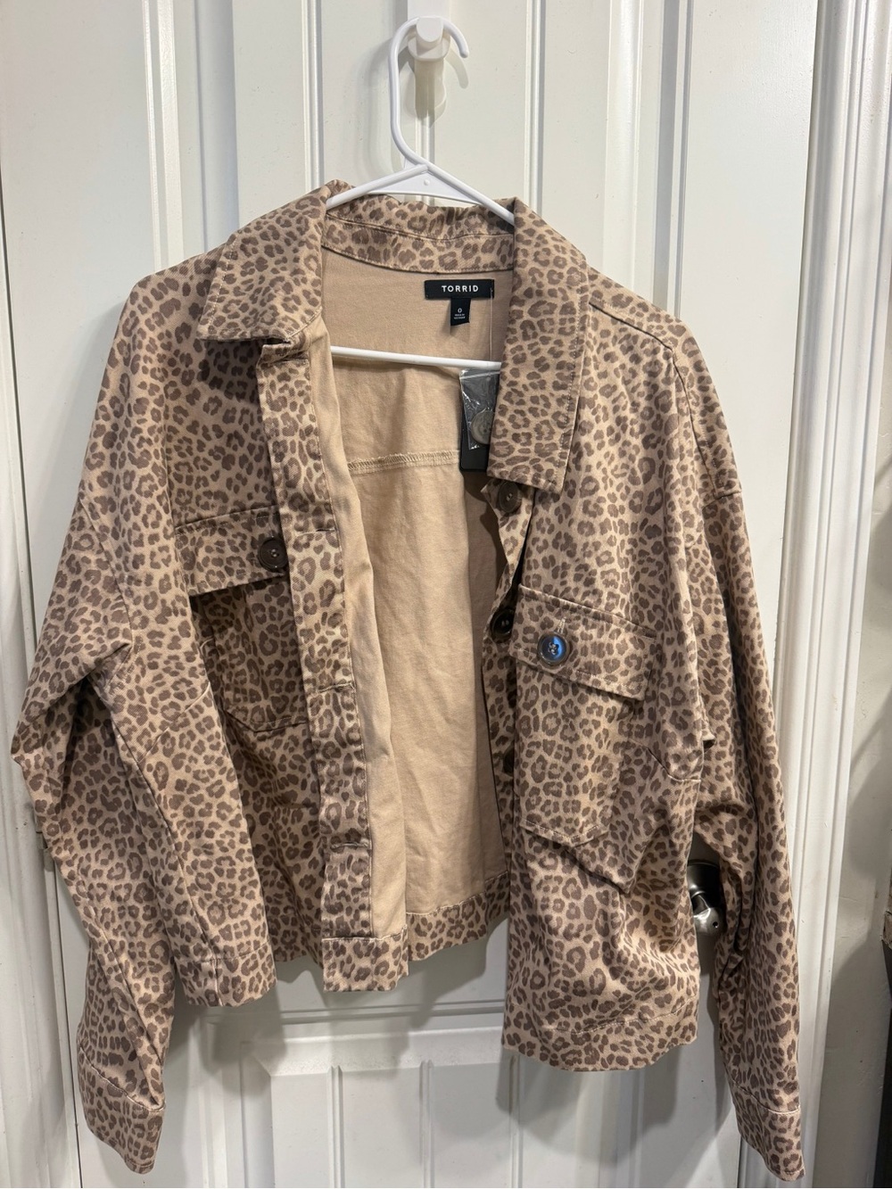 torrid Leopard Print Jean Jacket - Beige Taupe
